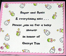 card making supplies for making baby shower invite 3 pink