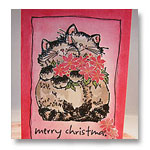 penny black cats with poinsettia christmas card