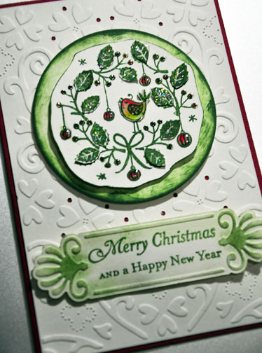 More Holiday Cards - green and a touch of red and orange shades with the greeting 