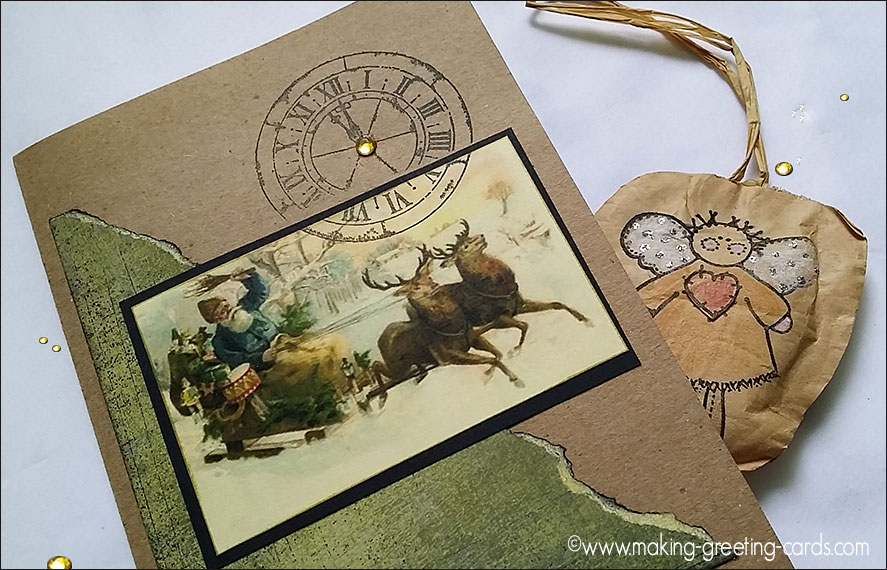 Readers Cards - A Handmade Christmas card with a lovely angel ornament.